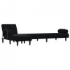 Sofa rozkładana L, czarna, 260x140x70 cm, aksamit