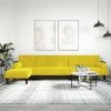 Sofa rozkładana L, żółta, 260x140x70 cm, aksamit