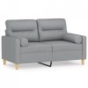 2-osobowa sofa z poduszkami, jasnoszara, 120 cm, tkanina