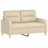 2-osobowa sofa z poduszkami, kremowa, 120 cm, tkanina