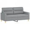 2-osobowa sofa z poduszkami, jasnoszara, 140 cm, tkanina