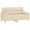 2-osobowa sofa z poduszkami, kremowa, 140 cm, tkanina