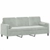 3-osobowa sofa z poduszkami, jasnoszara, 180 cm, aksamit