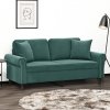 2-osobowa sofa z poduszkami, ciemnozielona, 140 cm, aksamit