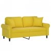 2-osobowa sofa z poduszkami, żółta, 140 cm, aksamit
