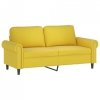 2-osobowa sofa z poduszkami, żółta, 140 cm, aksamit