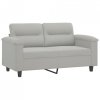 2-osobowa sofa z poduszkami, jasnoszara, 120 cm, mikrofibra