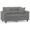 2-osobowa sofa z poduszkami, ciemnoszara, 120 cm, mikrofibra