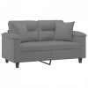 2-osobowa sofa z poduszkami, ciemnoszara, 120 cm, mikrofibra
