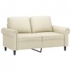 2-osobowa sofa z poduszkami, kremowa, sztuczna skóra