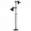 Lampa podłogowa z 2 kloszami, czarna, E27, żeliwo