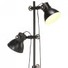 Lampa podłogowa z 2 kloszami, czarna, E27, żeliwo