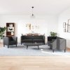 3-cz. zestaw wypoczynkowy Chesterfield, czarny, sztuczna skóra