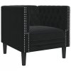 3-cz. wypoczynek Chesterfield z wałkami, czarny, aksamit