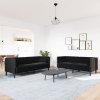 2-cz. wypoczynek Chesterfield z wałkami, czarny, aksamit