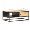 Stolik kawowy z drzwiczkami, 90x55x36 cm, surowe drewno mango