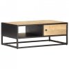 Stolik kawowy z drzwiczkami, 90x55x36 cm, surowe drewno mango