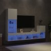 4-cz. zestaw mebli TV z LED, biały, materiał drewnopochodny