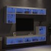 8-częściowy zestaw mebli TV z LED, biały