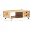 Stolik kawowy, 89x59x33 cm, lite, surowe drewno mango
