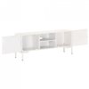Szafka pod TV, biała, 115x30x46 cm, lite drewno mango