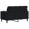 2-osobowa sofa z poduszkami, kolor czarny, tkanina aksamit, szerokość 120 cm