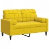 2-osobowa sofa z poduszkami, żółta, 120 cm, aksamit
