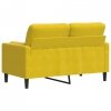 2-osobowa sofa z poduszkami, żółta, 120 cm, aksamit