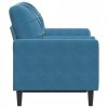 2-osobowa sofa z poduszkami, niebieska, 120 cm, aksamit