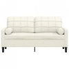 2-osobowa sofa z poduszkami, kremowa, 140 cm, aksamit