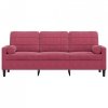 3-osobowa sofa z poduszkami, winna czerwień, 180 cm, aksamit