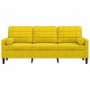 3-osobowa sofa z poduszkami, żółta, 180 cm, aksamit