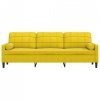 3-osobowa sofa z poduszkami, żółta, 210 cm, aksamit