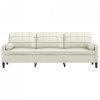 3-osobowa sofa z poduszkami, kremowa, 210 cm, aksamit