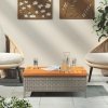 Stolik ogrodowy, szary, 70x70x25 cm, rattan i drewno akacjowe