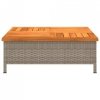 Stolik ogrodowy, szary, 70x70x25 cm, rattan i drewno akacjowe