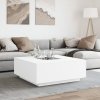 Stolik kawowy z LED Infinity, biały, 100x100x40 cm