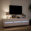Ścienna szafka pod TV, z LED, biała, 180x31x45 cm