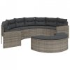 Sofa ogrodowa z poduszkami, półokrągła, szary rattan PE