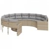 Sofa ogrodowa z poduszkami, okrągła, beżowy rattan PE