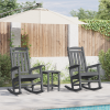 Zestaw wypoczynkowy  3 części Jasnoszary HDPE, Krzesło bujane  Jasnoszare 70x92x108 cm HDPE, Stolik boczny  Jasnoszary 38x38x45 cm HDPE