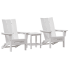 Zestaw wypoczynkowy  3-częściowy Biały HDPE, Składane krzesło Adirondack  Białe 74.5x80.5x90 cm HDPE, Stolik boczny  Adirondack Biały 38x38x45 cm HDPE