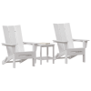 Zestaw wypoczynkowy  3-częściowy Biały HDPE, Składane krzesło Adirondack  Białe 74.5x80.5x90 cm HDPE, Stolik boczny  Adirondack Biały 38x38x45 cm HDPE
