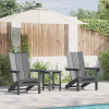 Zestaw 3-częściowy mebli ogrodowych  Jasnoszary HDPE, Składany fotel Adirondack  Jasnoszary 74.5x80.5x90 cm HDPE, Stolik boczny Adirondack  Jasnoszary 38x38x45 cm HDPE