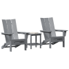 Zestaw 3-częściowy mebli ogrodowych  Jasnoszary HDPE, Składany fotel Adirondack  Jasnoszary 74.5x80.5x90 cm HDPE, Stolik boczny Adirondack  Jasnoszary 38x38x45 cm HDPE