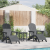 Krzesła Adirondack z podnóżkami 2 szt. Jasnoszare HDPE,  Krzesło Adirondack z podnóżkiem Jasnoszare HDPE