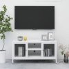 Szafka pod telewizor, biała, 105x35x52 cm, stal i szkło
