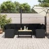 Fotel ogrodowy z poduszkami, rattan PE, czarny