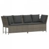 Sofa ogrodowa z poduszkami, szara, polirattanowa