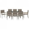 Zestaw do jadalni w ogrodzie 9 pcs Szary 190 x 80 x 75 cm